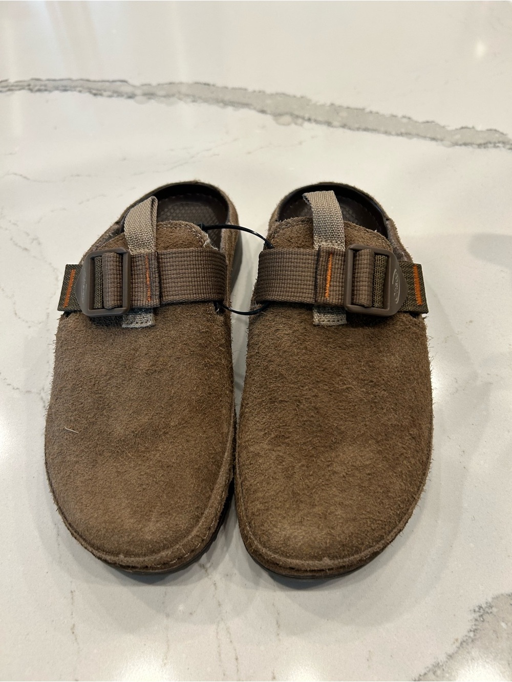 Chaco Brown Suede Adjustable Strap Clog Mules